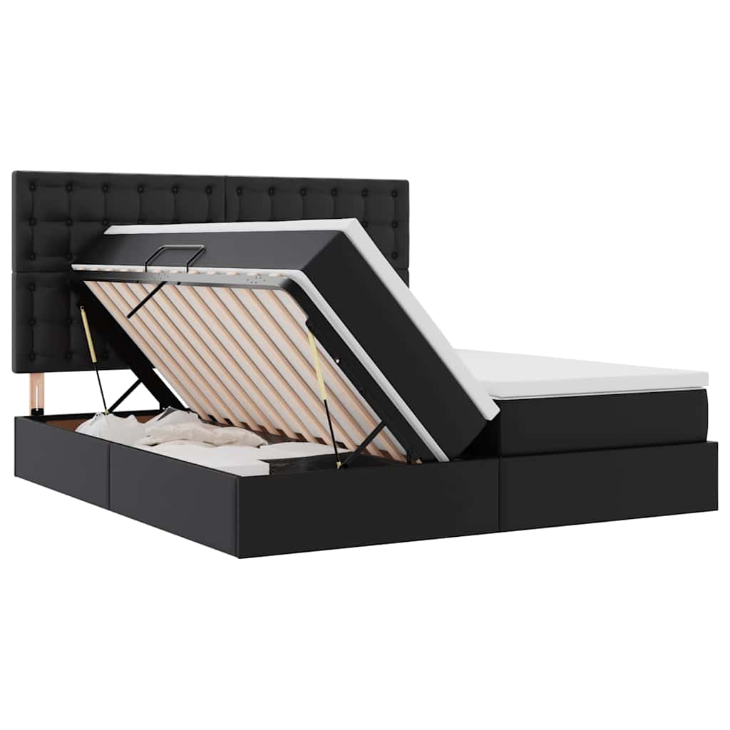 Lit coffre avec matelas – Noir – 200 x 200 cm