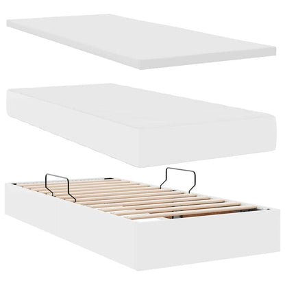 Lit coffre avec matelas – Blanc pur – 200 x 200 cm