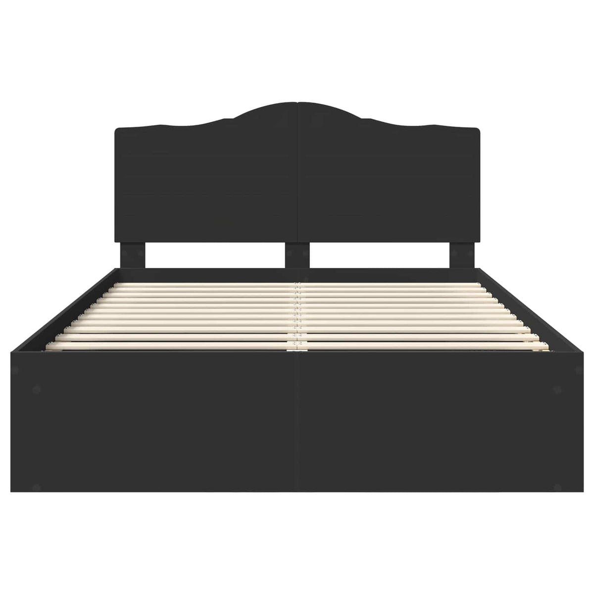 Cadre de lit avec tête de lit – Noir pin massif – 160 x 200 cm