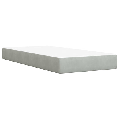 Lit boxspring LED avec matelas – Gris clair velours