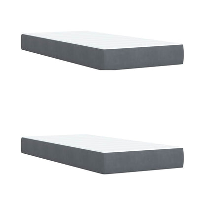 Lit boxspring avec matelas – Gris foncé velours – 200 x 200 cm
