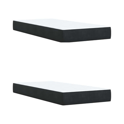Lit boxspring avec matelas – Noir velours – 200 x 200 cm