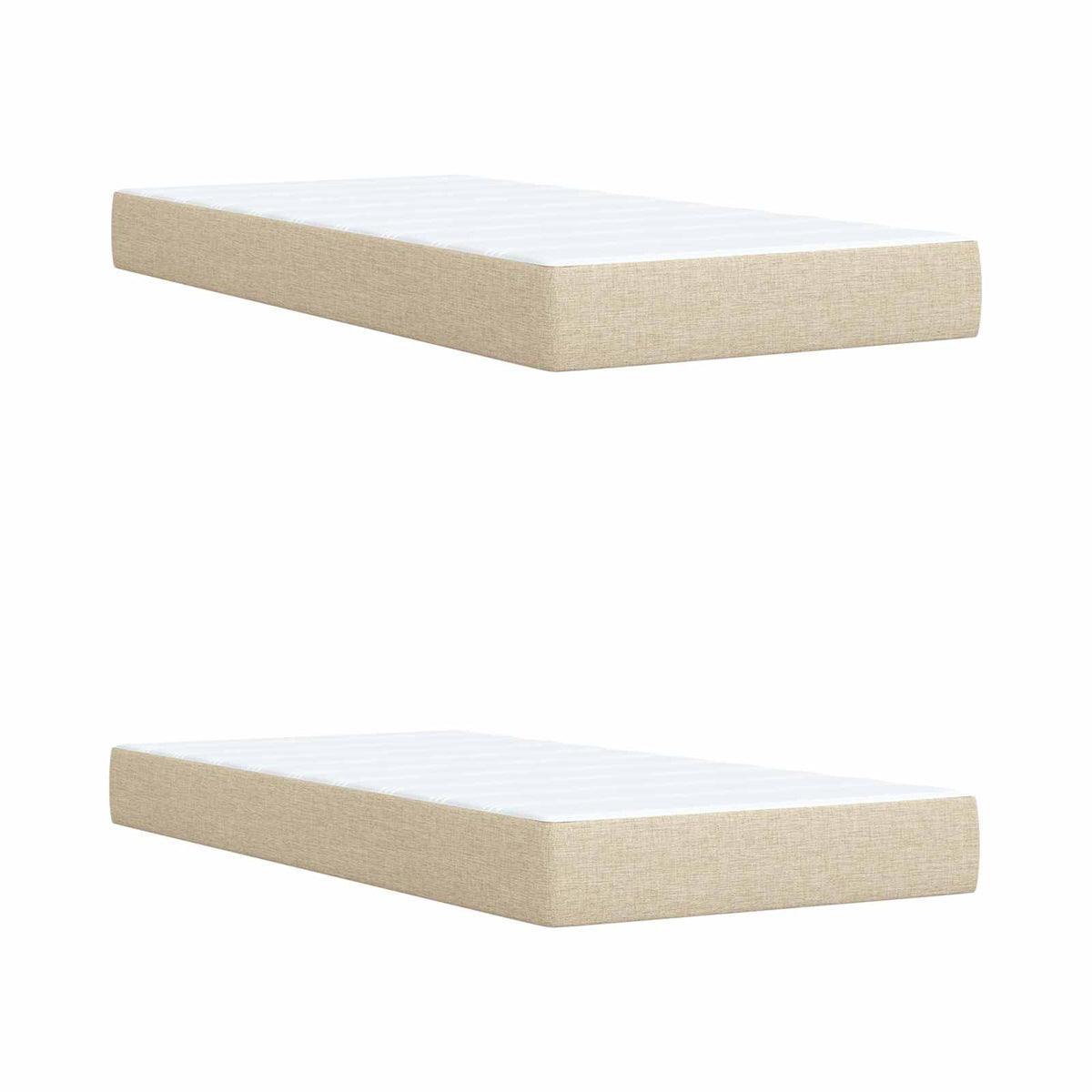Lit boxspring avec matelas – Crème tissu – 200 x 200 cm