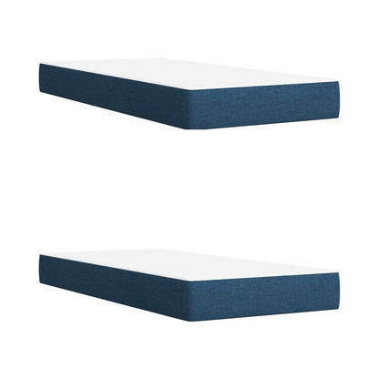 Lit boxspring LED avec matelas – Bleu tissu – 200 x 200 cm