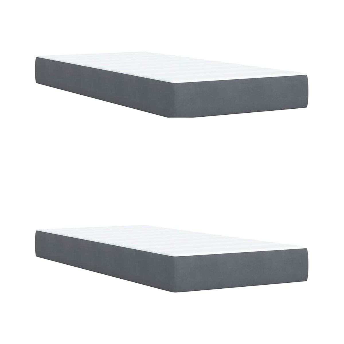 Lit boxspring LED avec matelas – Gris foncé velours – 200 x 200 cm