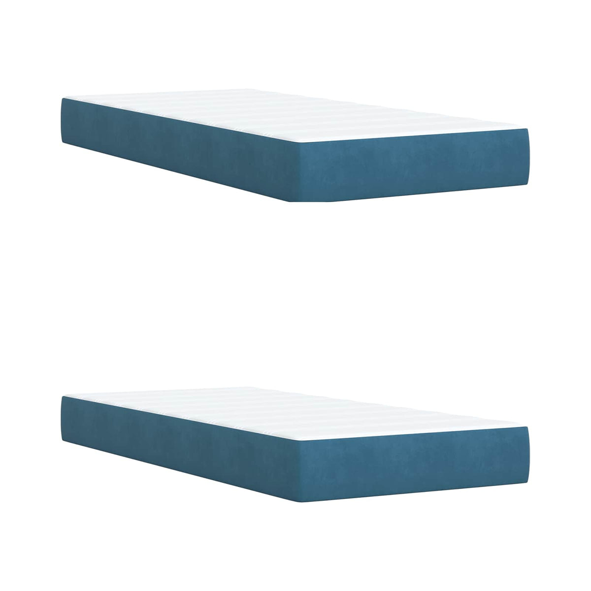Lit boxspring LED avec matelas – Bleu velours – 200 x 200 cm