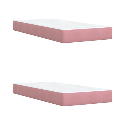 Lit boxspring LED avec matelas – Rose velours – 200 x 200 cm