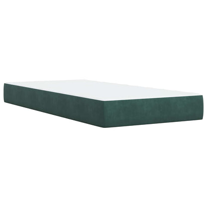 Lit coffre LED avec matelas – Vert foncé velours – 200 x 200 cm