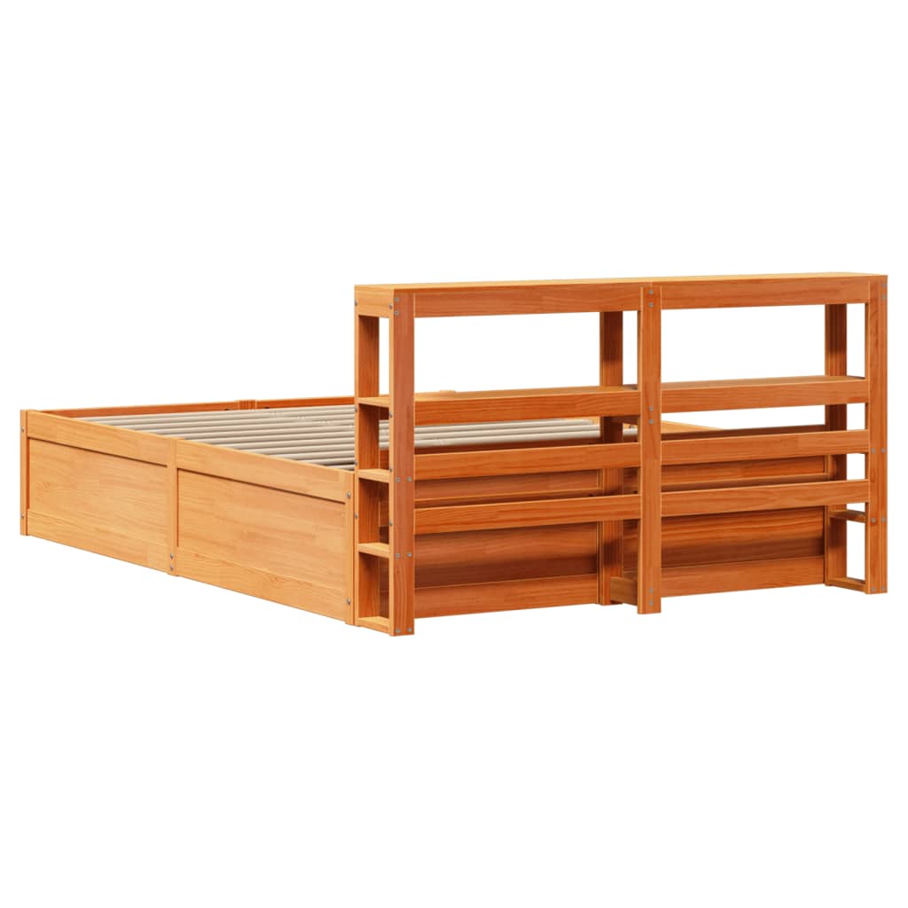 Cadre de lit avec tête de lit – Cire marron – 160 x 200 cm
