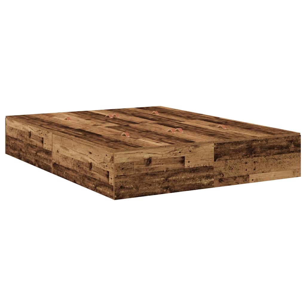 Lit coffre à portes – Bois ancien – 135 x 190 cm