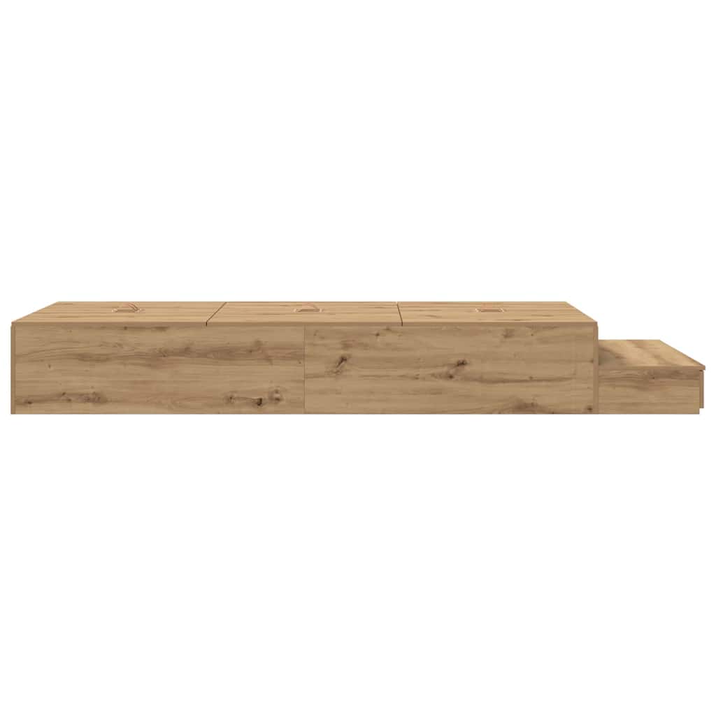Lit coffre à tiroirs – Chêne artisanal – 100 cm