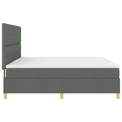 Lit à ressorts avec tête de lit – Gris foncé tissu – 200 x 200 cm