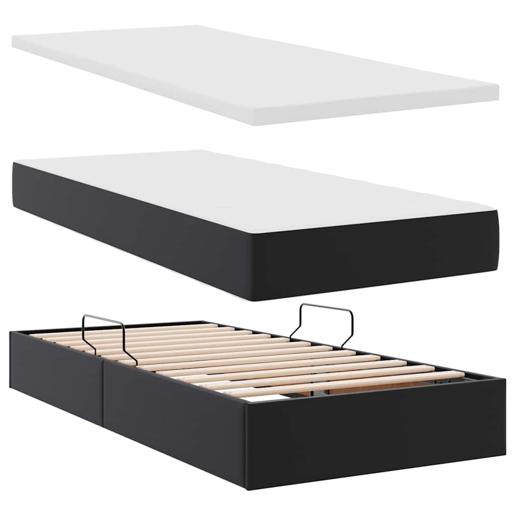 Lit coffre avec matelas – Noir – 200 x 200 cm