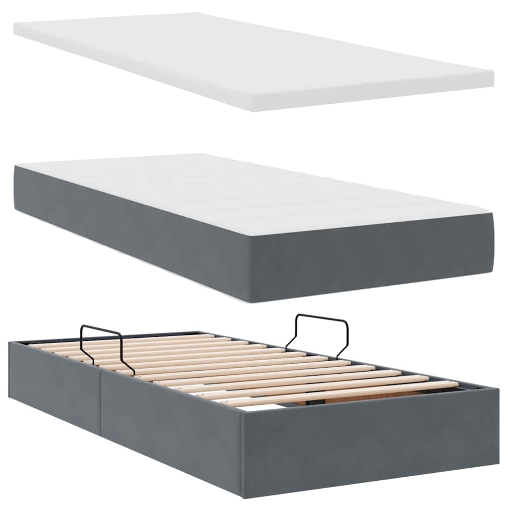 Lit coffre – Gris foncé velours – 200 x 200 cm