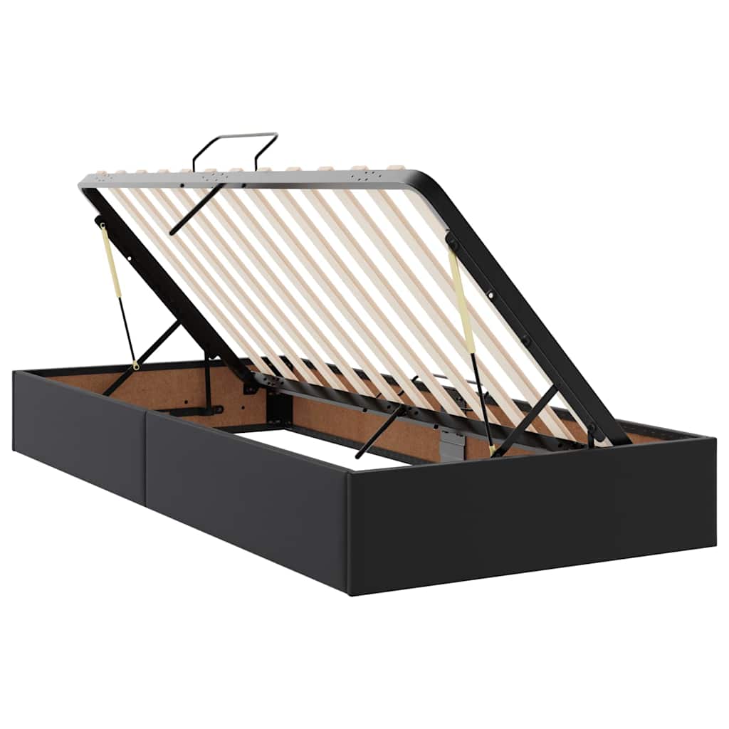 Lit coffre LED – Noir simili cuir – 200 x 200 cm