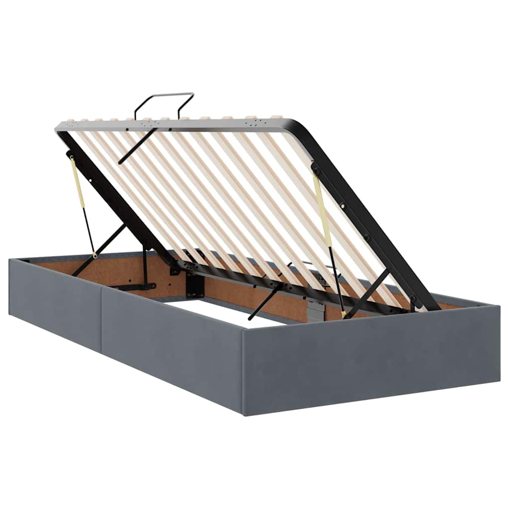 Lit coffre LED avec matelas – Gris foncé – 200 x 200 cm