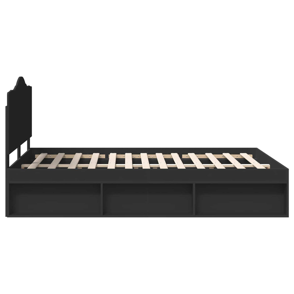 Cadre de lit avec tête de lit – Noir pin massif – 160 x 200 cm