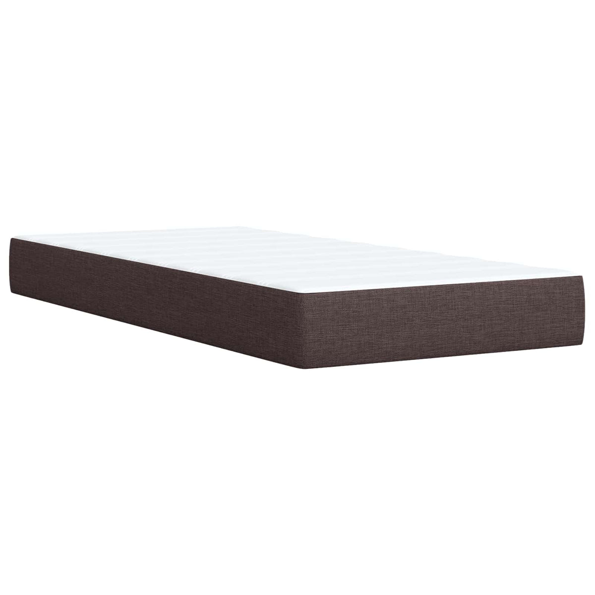 Lit coffre LED avec matelas – Marron foncé tissu – 200 x 200 cm
